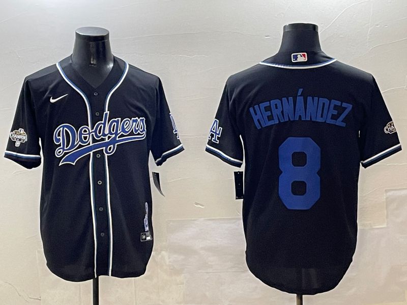 Men Los Angeles Dodgers #8 Hernandez Black Fashion Game 2025 Nike MLB Jersey style 306->los angeles dodgers->MLB Jersey